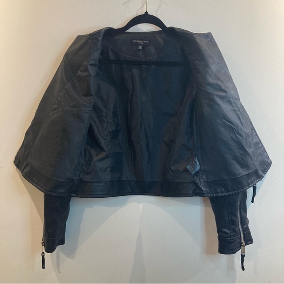 PHILOMENA PETTI Sz L Vegan Leather Quilted Details  Zipper Closure Moto Jacket - Picture 9 of 12